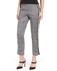 Grey Plaid Tapered Pants