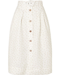 White Polka Dot Midi Skirt