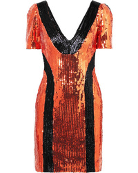 Orange Sequin Sheath Dress