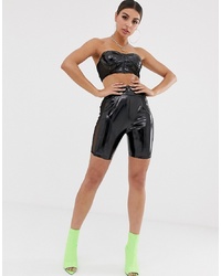 Black Leather Bike Shorts