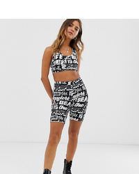 Black and White Print Bike Shorts