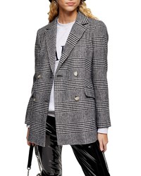 Black and White Plaid Double Breasted Blazer