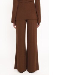 Brown Knit Wide Leg Pants