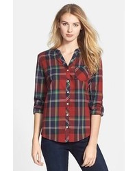 Burgundy Plaid Dress Shirt