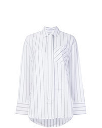 White Vertical Striped Dress Shirt