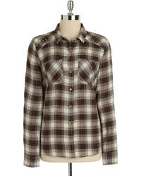 Brown Plaid Dress Shirt