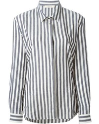 Grey Vertical Striped Dress Shirt