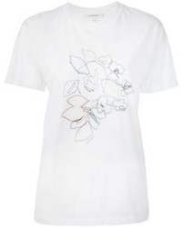 White Embroidered Crew-neck T-shirt