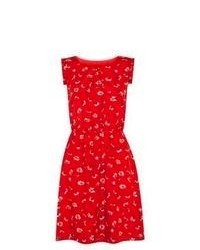 Red Floral Skater Dress