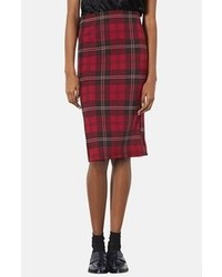 Red Plaid Midi Skirt