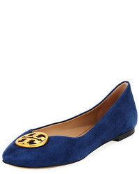 Navy Suede Ballerina Shoes
