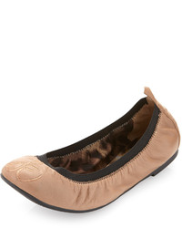 Tan Leather Ballerina Shoes