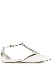 White Leather Ballerina Shoes