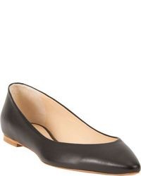 Black Leather Ballerina Shoes