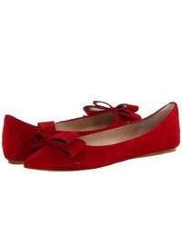 Red Suede Ballerina Shoes