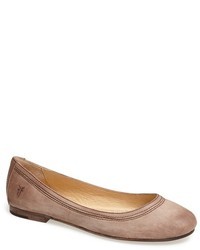 Grey Leather Ballerina Shoes