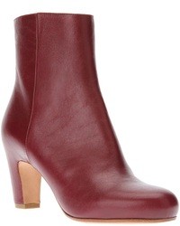 Burgundy Leather Ankle Boots