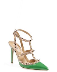 Green Leather Pumps