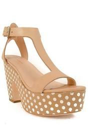 Tan Leather Wedge Sandals