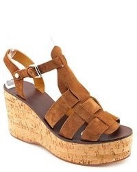 Brown Suede Wedge Sandals