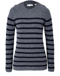 Charcoal Horizontal Striped Crew-neck Sweater
