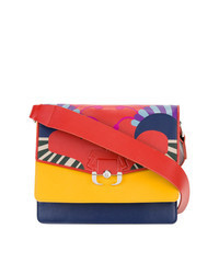 Multi colored Leather Crossbody Bag