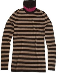 Tan Horizontal Striped Turtleneck