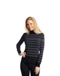 Grey Horizontal Striped Turtleneck