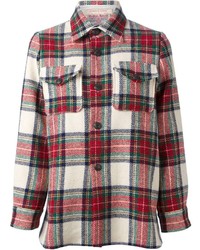 White and Red Plaid Dress Shirt