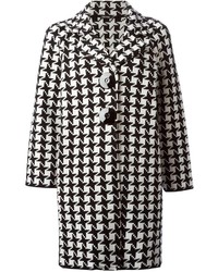 White and Black Houndstooth Coat