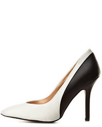 White and Black Leather Pumps