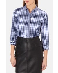 Navy and White Gingham Dress Shirt