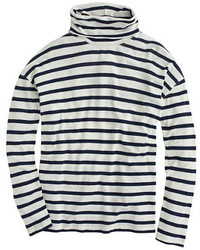 Navy and White Horizontal Striped Turtleneck