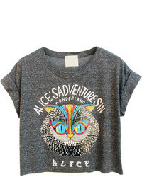 Charcoal Print Cropped Top