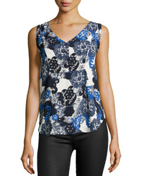 Blue Print Sleeveless Top