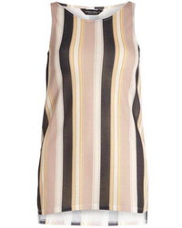Tan Vertical Striped Sleeveless Top