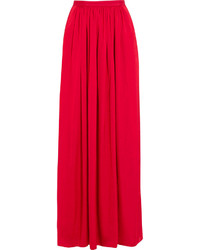 Red Pleated Maxi Skirt