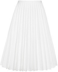 White Pleated Midi Skirt