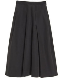 Black Pleated Midi Skirt