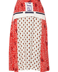 Red Print Midi Skirt