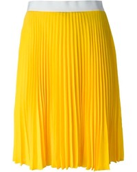 Yellow Pleated Midi Skirt