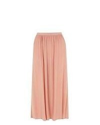 Pink Pleated Midi Skirt