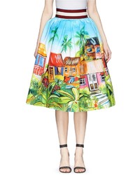 Multi colored Print Skater Skirt