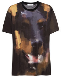 Black Print Crew-neck T-shirt