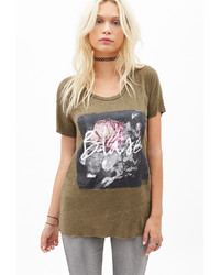 Olive Print Crew-neck T-shirt