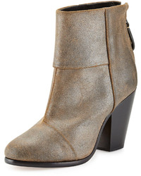 Gold Leather Ankle Boots