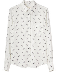 White and Black Print Dress Shirt