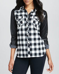 Black and White Plaid Dress Shirt