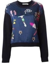 Navy Print Crew-neck Sweater