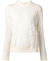 White Lace Crew-neck Sweater